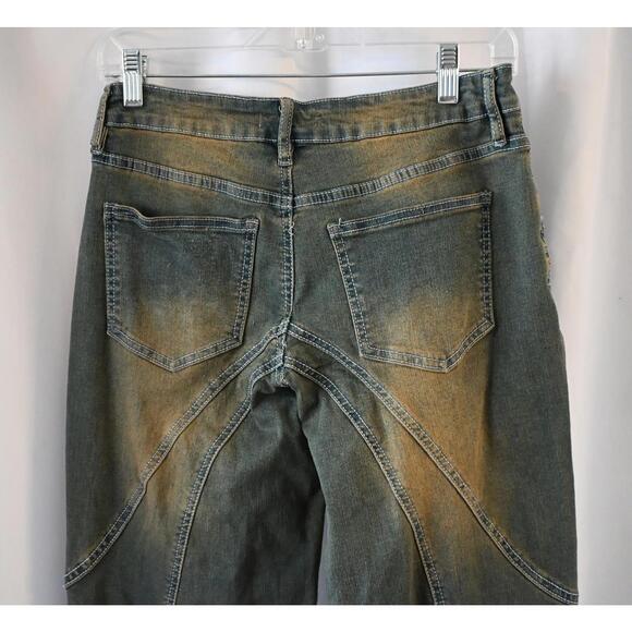 Vintage Machine Distressed Moto Style Jeans - Picture 5 of 7